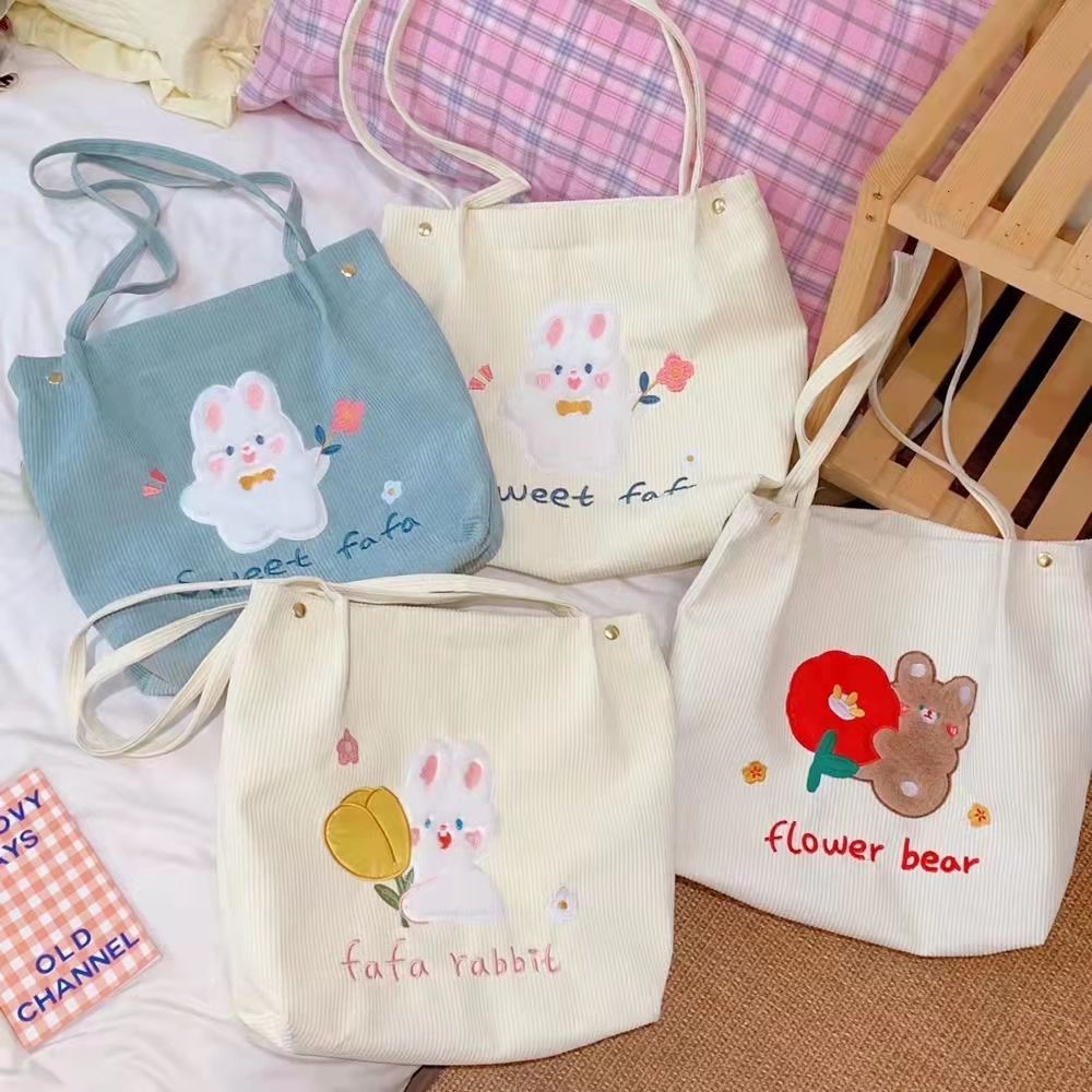 [Hàng Có Sẵn] Túi Xách Canvas Xách Tay Một Mức Độ Mang Theo Được Cho Nữ Sinh