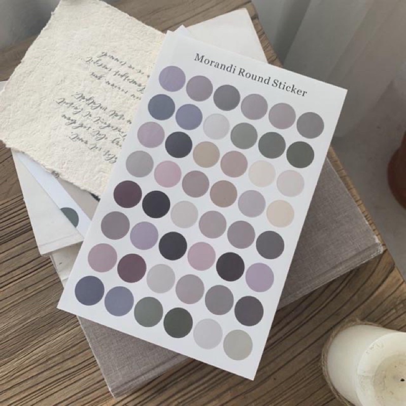 Set 48 tấm hình dán tròn round sticker, phụ kiện dán postcard, dán ảnh