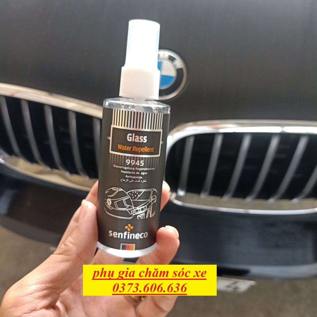 Chai Xịt Nano Chống Bám Nước Kính Ôtô SENFINECO 9945 Glass Water 100ml, chống tụ đọng nước trên kính lái, gương xe
