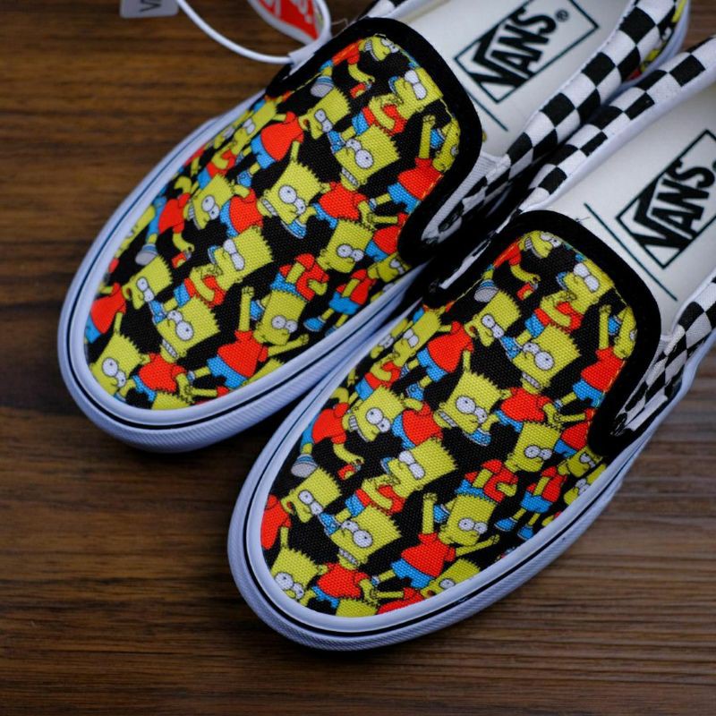 Giày Thể Thao Vans Slip On X The Simpsons Màu Trắng Đen 3.3