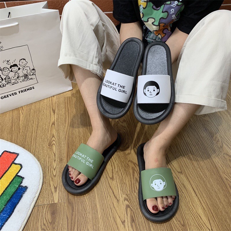 JY082  - Dép lê quai ngang look at the beautiful girl