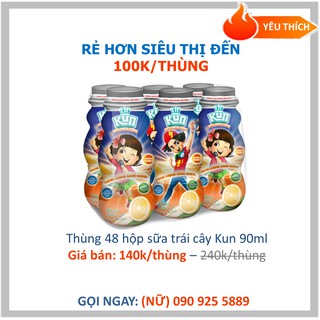 THÙNG 48 CHAI SỮA CHUA UỐNG KUN - HƯƠNG CAM 90ML