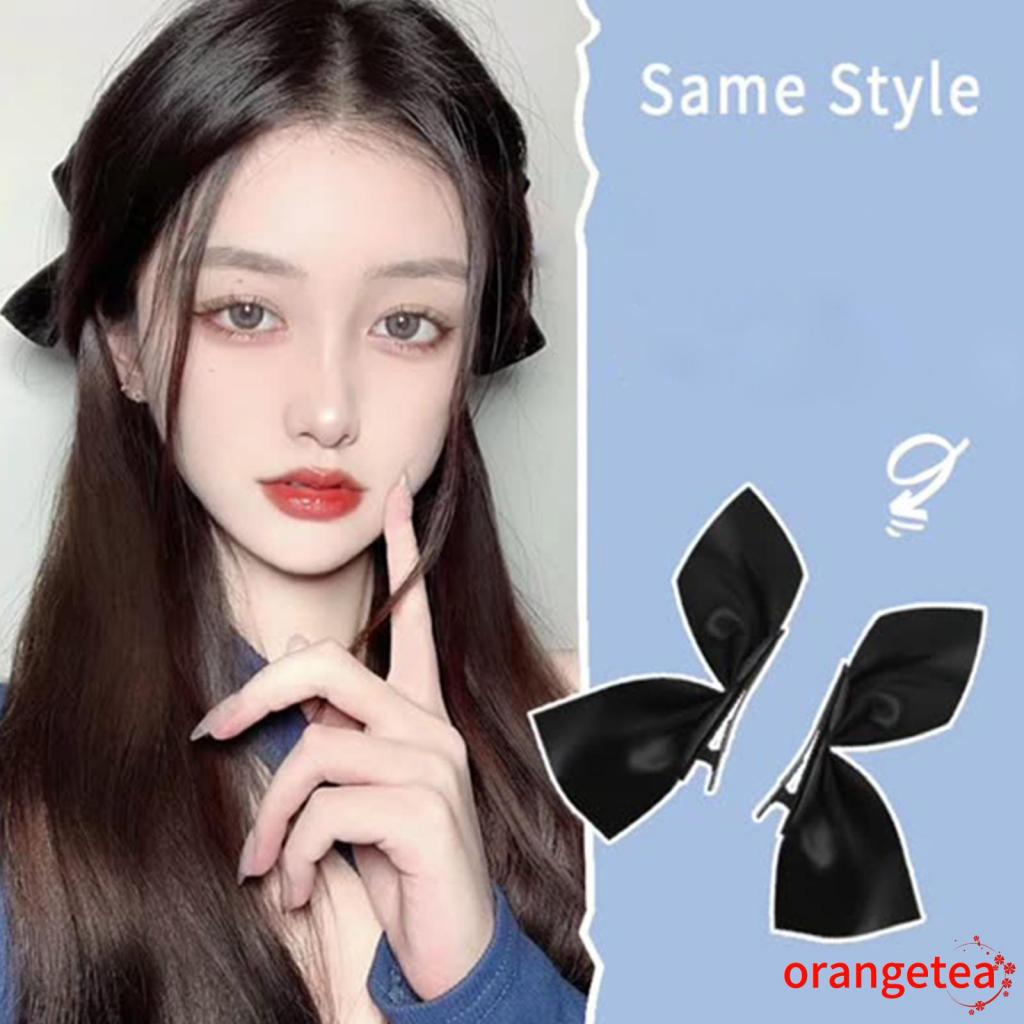 Kẹp Tóc Chống Trượt Đính Nơ Màu Sắc Trơn Phong Cách Vintage Dành Cho Nữ