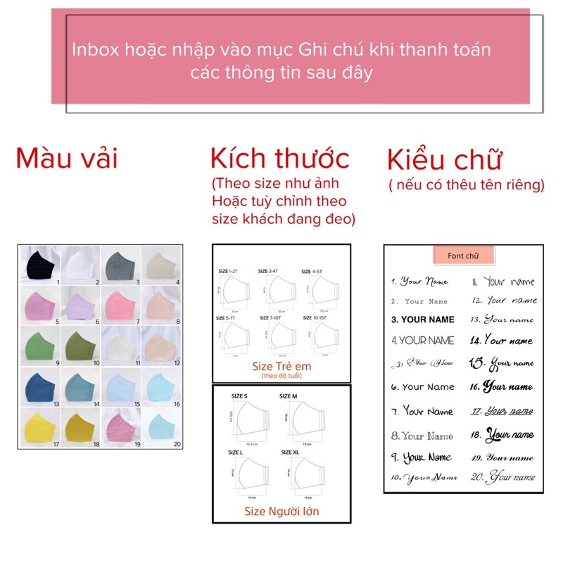 Khẩu trang thêu tay chữ cái - thêu chữ theo yêu cầu