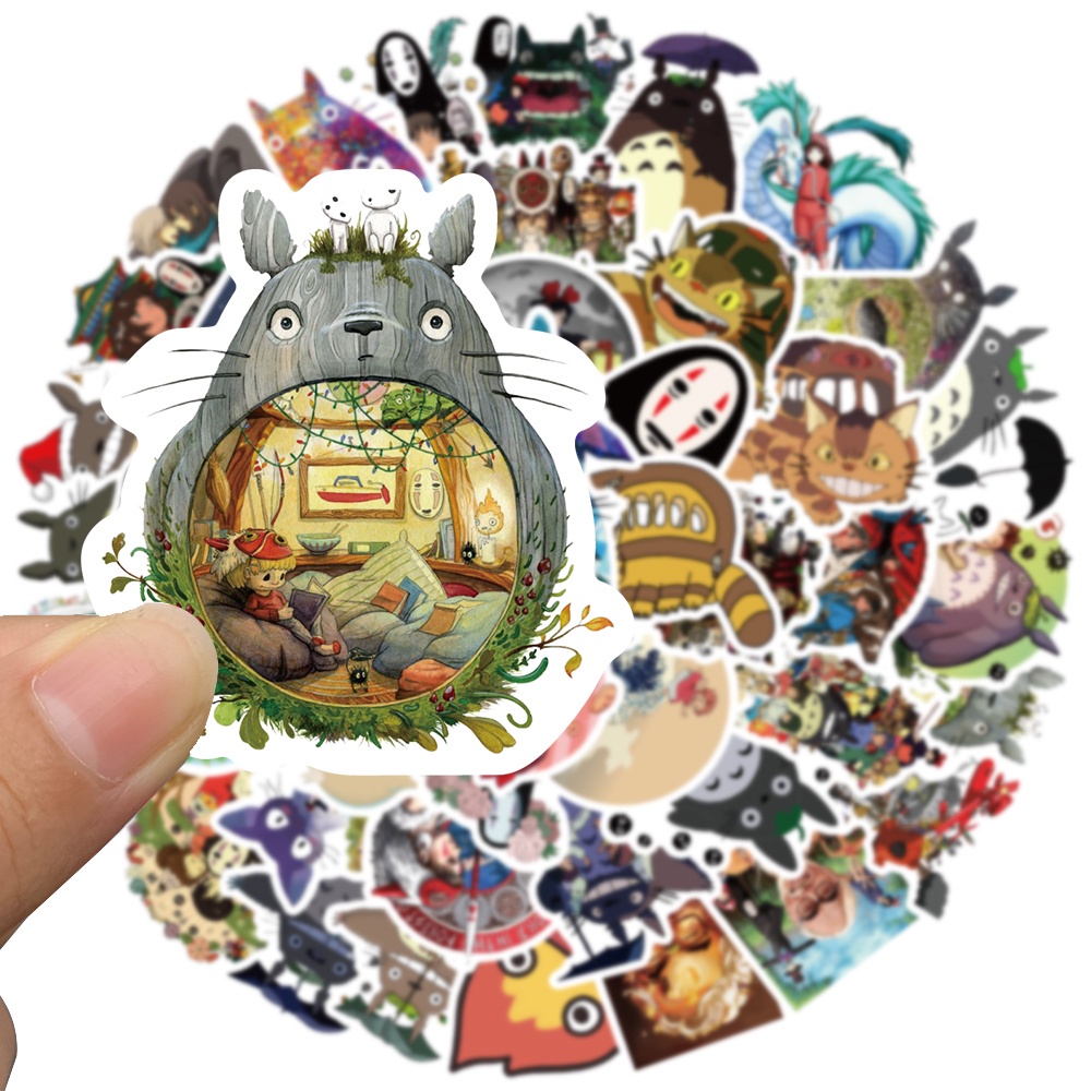 Set 50 miếng dán In194 cao cấp , Sticker dán chống thấm nước - 6-8CM - Totoro