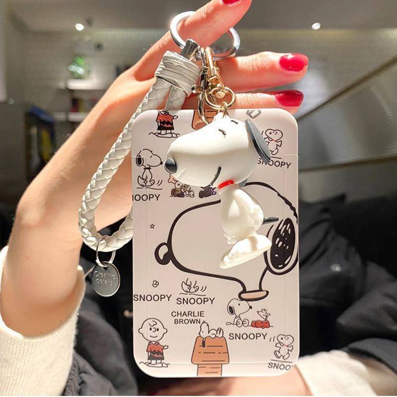 ⭐ iLado ⭐ Thẻ dây đeo thẻ sinh dễ thương SNOOPY móc khóa bọc căn cước thẻ hoc thẻ đi làm viên Vỏ bảo vệ bao đựng thẻ học sinh phù hiệu học sinh dây đeo bảng tên dây đeo bảng tên đồ dùng học sinh