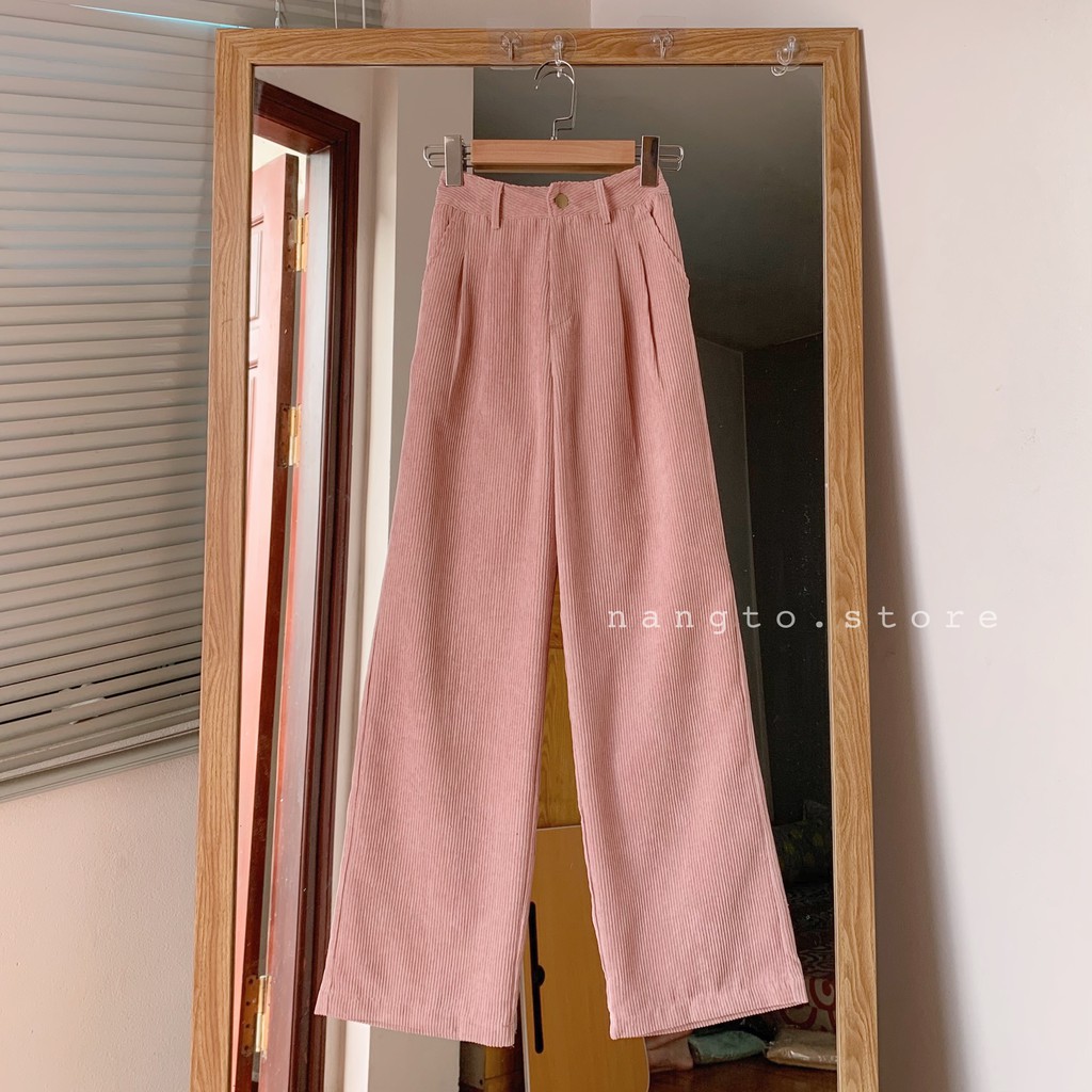💗 Quần Suông Nhung Gân Form Culottes (Cúc Sắt Cá Tính) 💗 | BigBuy360 - bigbuy360.vn