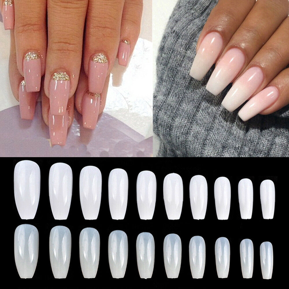 Set 100 móng tay giả ba màu làm đẹp tiện lợi cho nữ