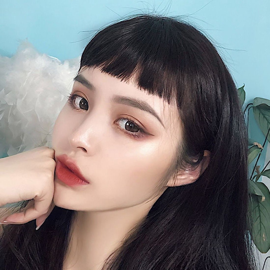 Kẹp tóc mái giả màu đen/nâu sợi chịu nhiệt thời trang nữ