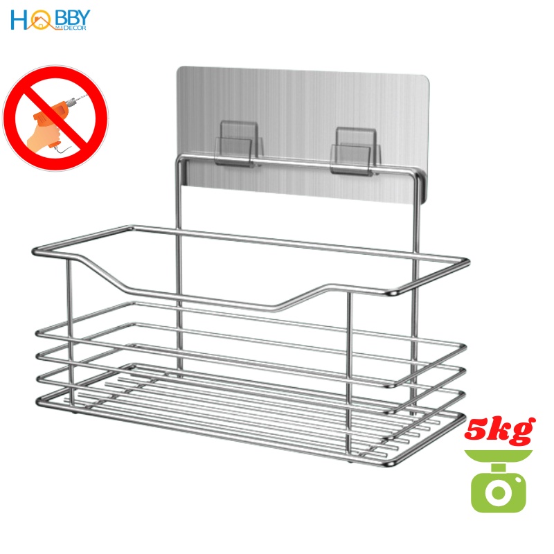 Kệ đựng gia vị bếp dán tường gạch men, kính bếp Hobby Home Decor KGVS  - kèm 1 miếng dán sticker siêu dính - Inox 201