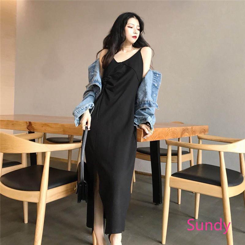 Đầm cổ chữ V xẻ tà xinh xắn dành cho nữ