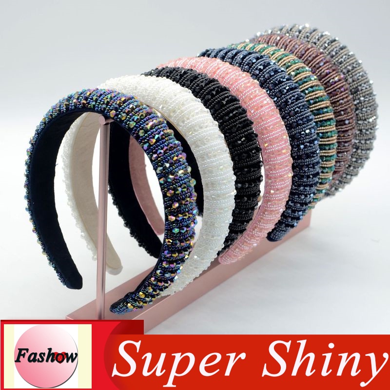 Băng Đô Bản Rộng Đính Đá Pha Lê Lấp Lánh Phong Cách Baroque Thời Trang Cho Nữ