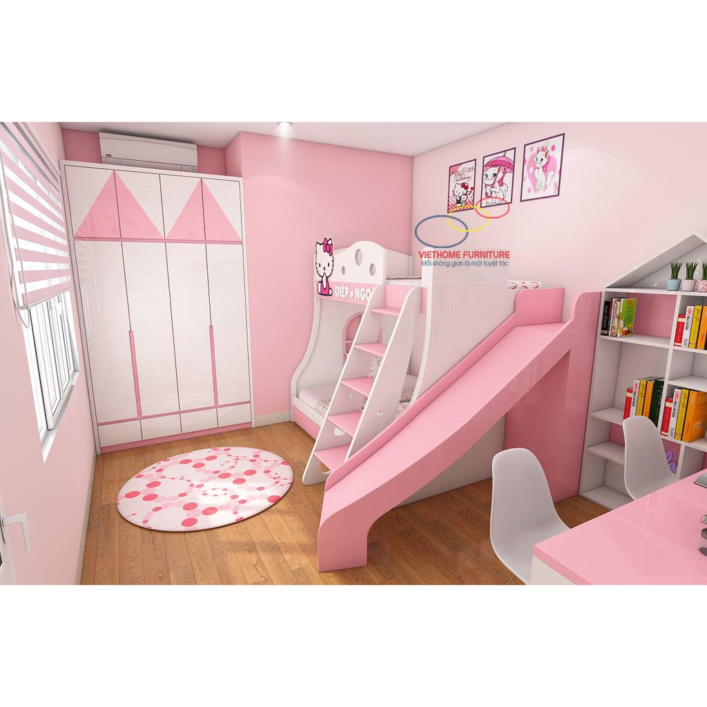Giường tầng thông minh cho Phòng ngủ đẹp siêu đáng yêu với nhân vật Hellokitty | BigBuy360 - bigbuy360.vn
