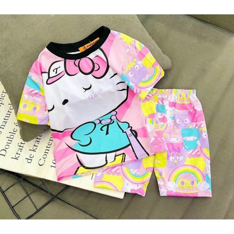 Bộ thun lạnh 3D be gái hàng loại 1 size 14-30ki giao mau ngau nhien