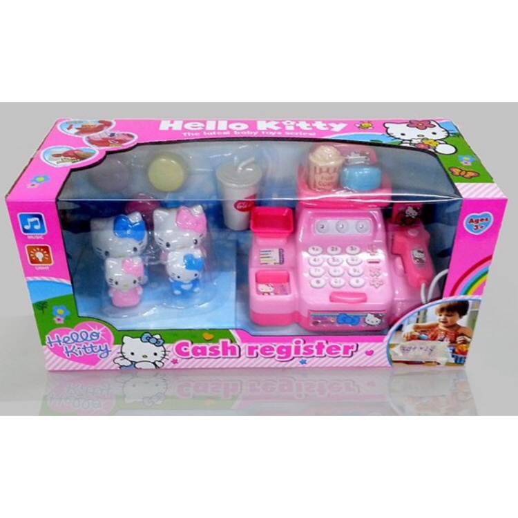 Hộp máy tính tiền hello kitty và xe đẩy