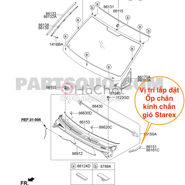 Ốp chân kính chắn gió GRAND STAREX nhập khẩu Hàn Quốc