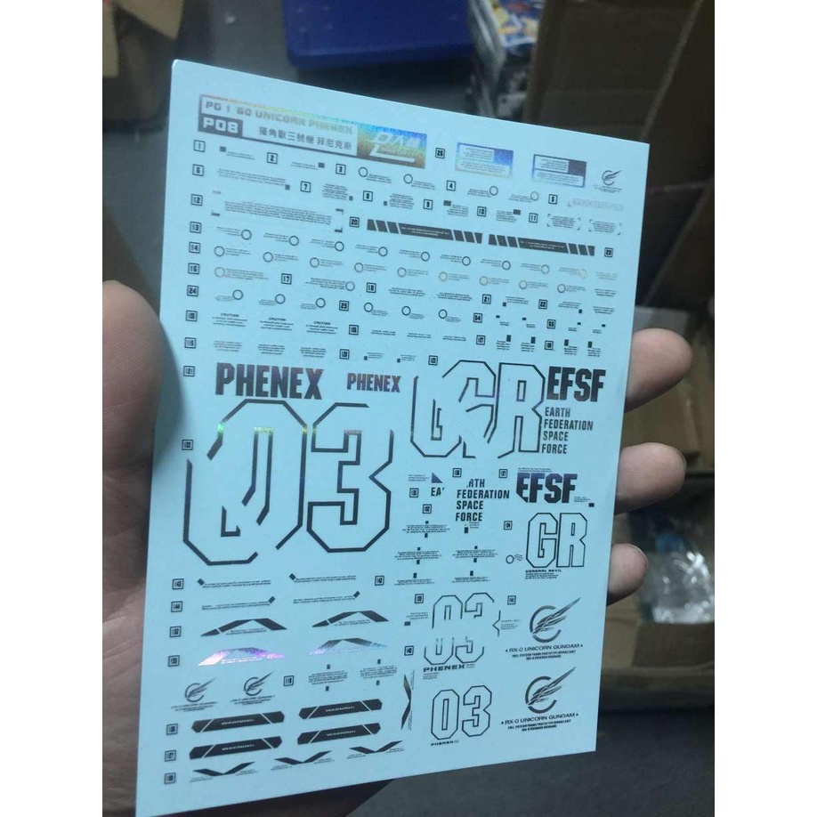 PHỤ KIỆN DECAL NƯỚC DALIN D.L MODEL PG PHENEX MÔ HÌNH LẮP RÁP GUNDAM