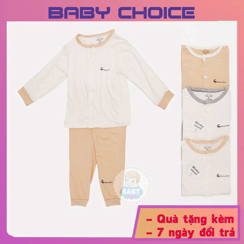 Quần áo trẻ em thu đông MINKY MOM Chính hãng dài tay đồ bộ bé gái bé trai sơ sinh 0 24 tháng tuổi quan ao tre em BDT5