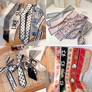 Dây buộc tóc kiêm khăn quàng cổ bằng lụa họa tiết Houndstooth dễ thương đa năng