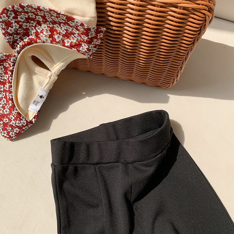 Quần Dài Màu Đen Dáng Rộng Phong Cách Phương Tây Dễ Thương Cho Bé Gái