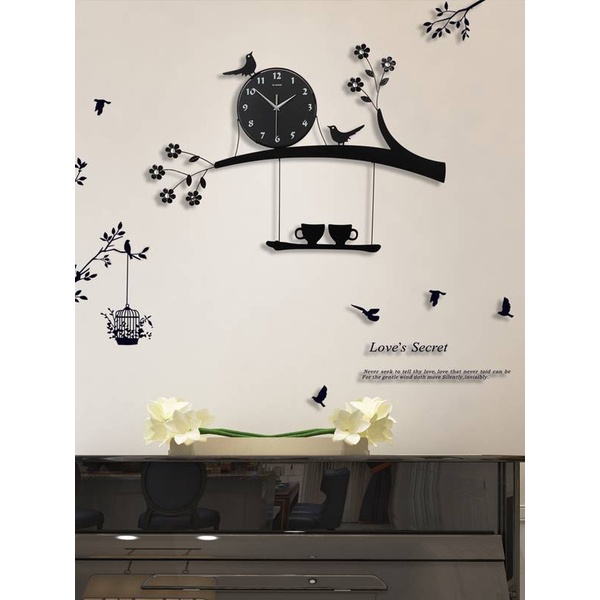 Phong cách Creative Quartz Bird Trang trí Đồng hồ Văn phòng Trang chủ Tường Đồng hồ treo tường kỹ thuật số Đồng hồ câm Đồng hồ 6