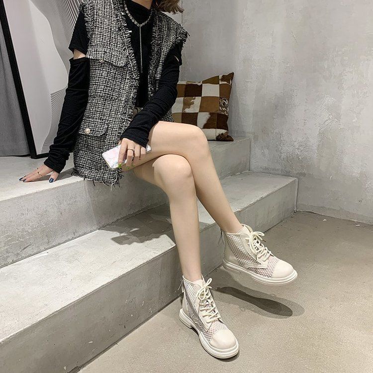 Giày Boot Lưới Thoáng Khí Thời Trang Mùa Hè Hàng Mới Kiểu Anh Cho Nữ 2022