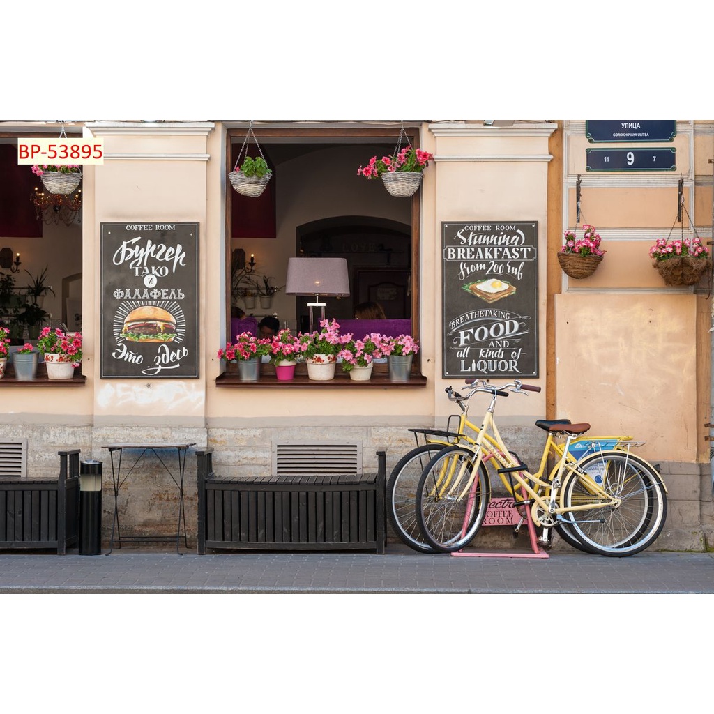 Tranh dán tường Quán Cafe, Trà Sữa, Trang Trí Cửa Hàng 3D Miễn Phí chèn tên riêng Quán, chèn chữ và logo theo yêu cầu