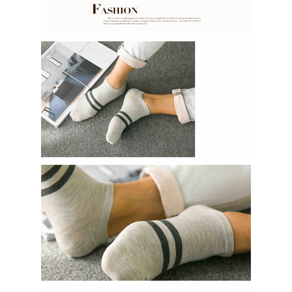 Vớ tất Hàn Quốc 02 sọc cổ thấp cotton thấm hút mồ hôi thoáng mát siêu đẹp ulzzang