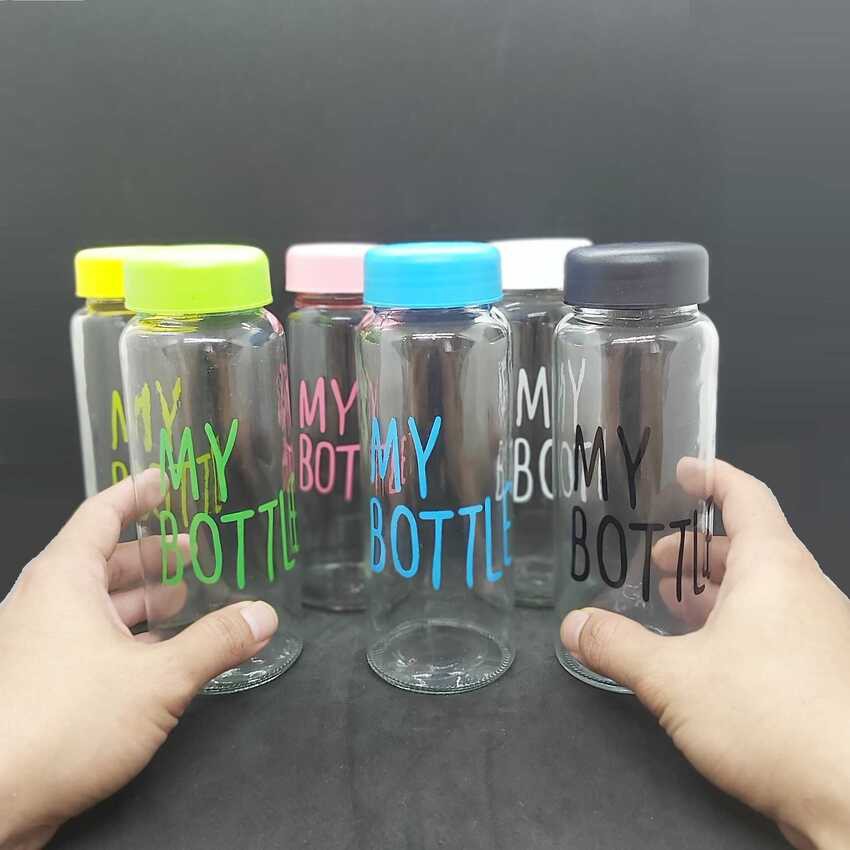 Chai nước thủy tinh 500ml MY BOTTLE (combo 4 chai) - đủ màu - Bình đựng nước thuỷ tinh, đựng trà sữa, nước ép, café