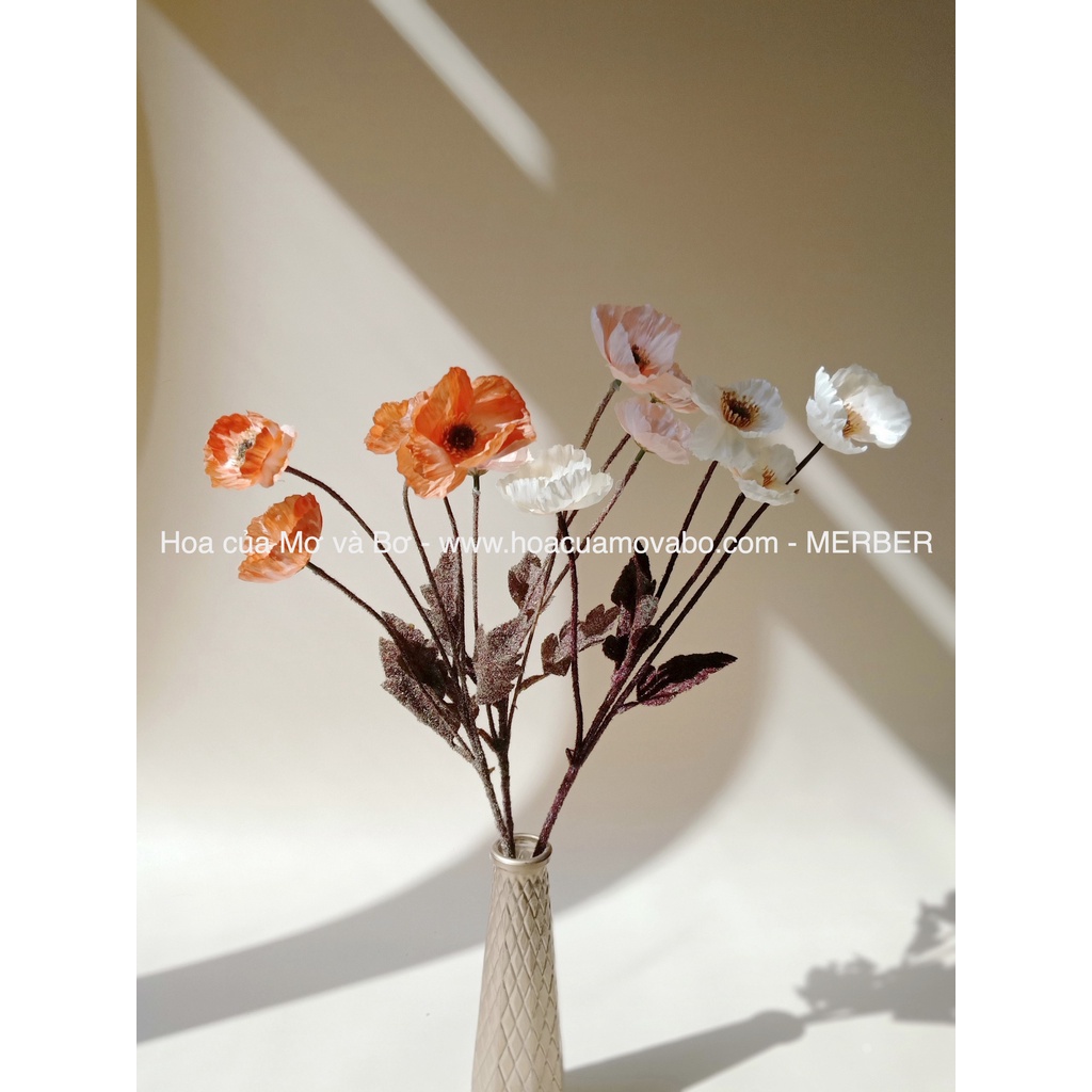 Cành Hoa Kim Anh Hoa Anh Túc (Poppy) Loại Bông 50cm Nhiều Màu - Bông Khô Hoa Giả Decor Trang Trí Nhà, Phòng Khách