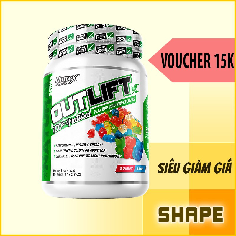 OUTLIFT NATURAL 20 SERVING | Nutrex Outlift Natural | Bổ Sung Sức Mạnh Không Chất Tạo Màu [20 Lần Dùng] - Shape Store