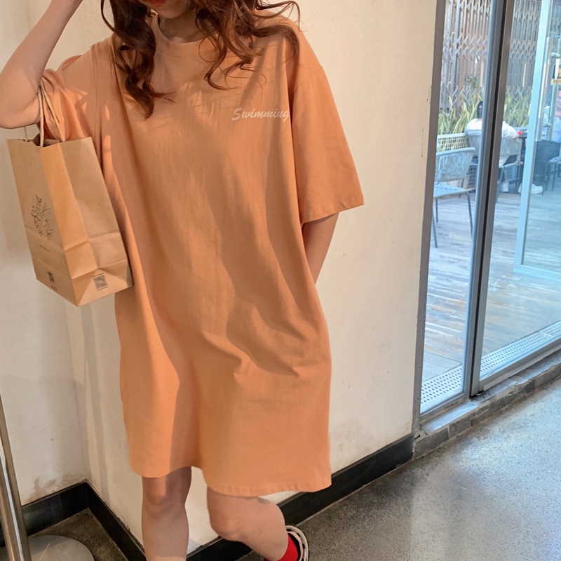 SUXI Đầm Nữ Ngắn Tay Kiểu Hàn Quốc