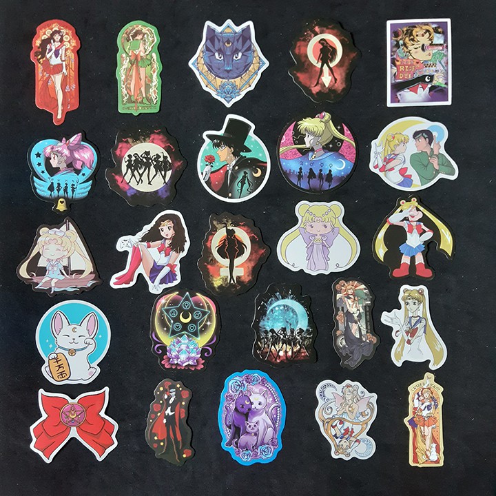 Bộ Sticker dán cao cấp chủ đề THỦY THỦ MẶT TRĂNG - SAILOR MOON - Dùng dán Xe, dán mũ bảo hiểm, dán Laptop...