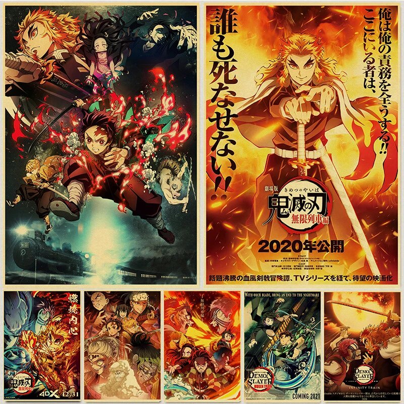 Tranh Dán Nhật Bản Phim Demon Slayer Mugen Tàu Anime Poster Kimetsu No Yaiba: mugen Ressha-Tranh Nghệ Thuật Ms: 344