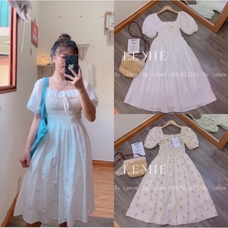 Váy Tiểu Thư Trễ Vai Tay Bồng Vintage Chụp Kỉ Yếu Mặc 2 Kiểu ❤️