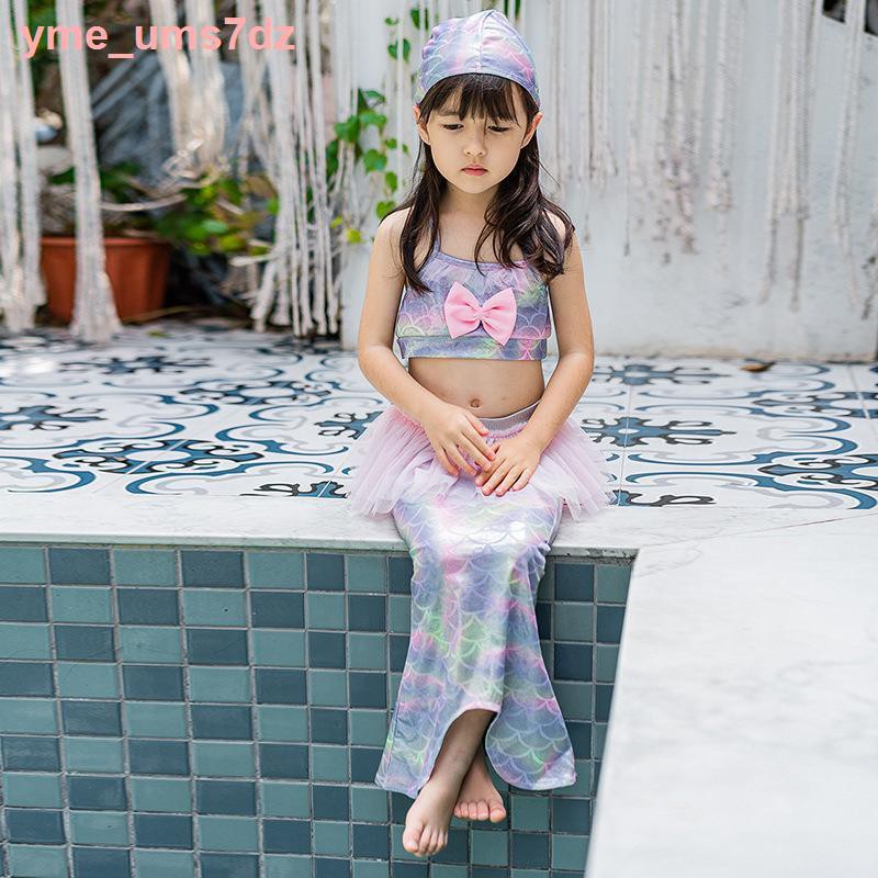 Bộ đồ cho bé gái 2021 mùa hè mới trẻ em áo tắm nàng tiên cá công chúa đuôi cô đi biển phiên bản Hàn Quốc