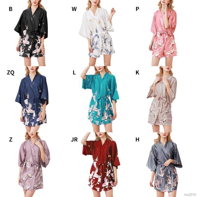 Áo khoác ngủ mỏng vạt ngắn tay lửng kèm dây lưng in họa tiết cho nữ | BigBuy360 - bigbuy360.vn