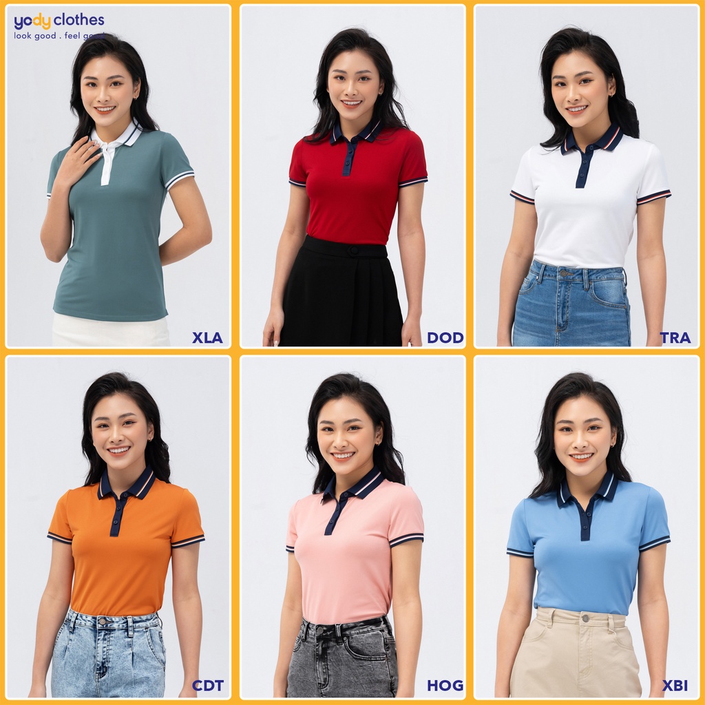 Áo thun polo nữ coolmax YODY phối màu bo tay áo độc đáo, thích hợp đi làm đi chơi APN5304