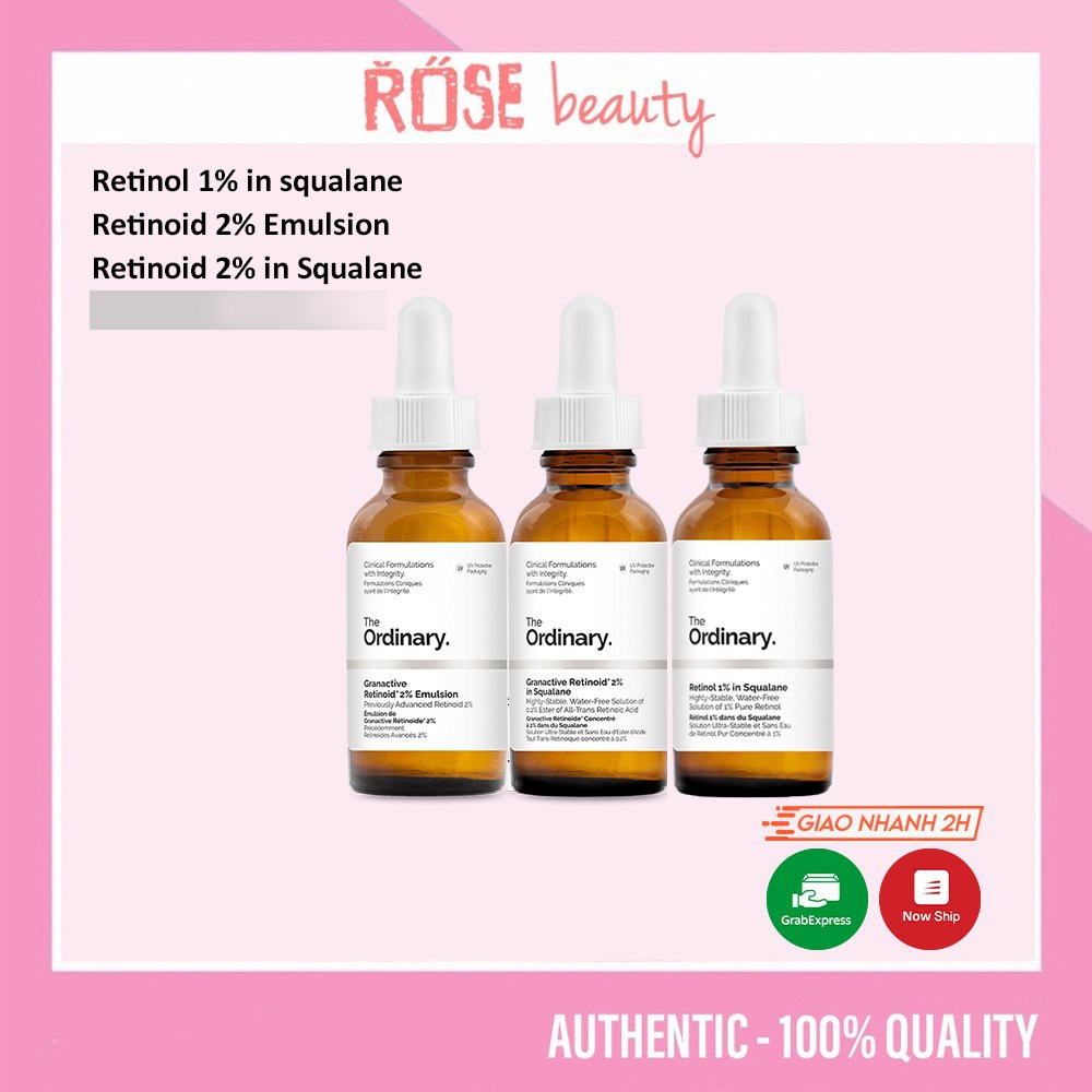 (BILL MỸ) Serum The Ordinary Granactive Retinoid 2% Emulsion và In Squalane, Retinol 1% Squalane chống lão hóa