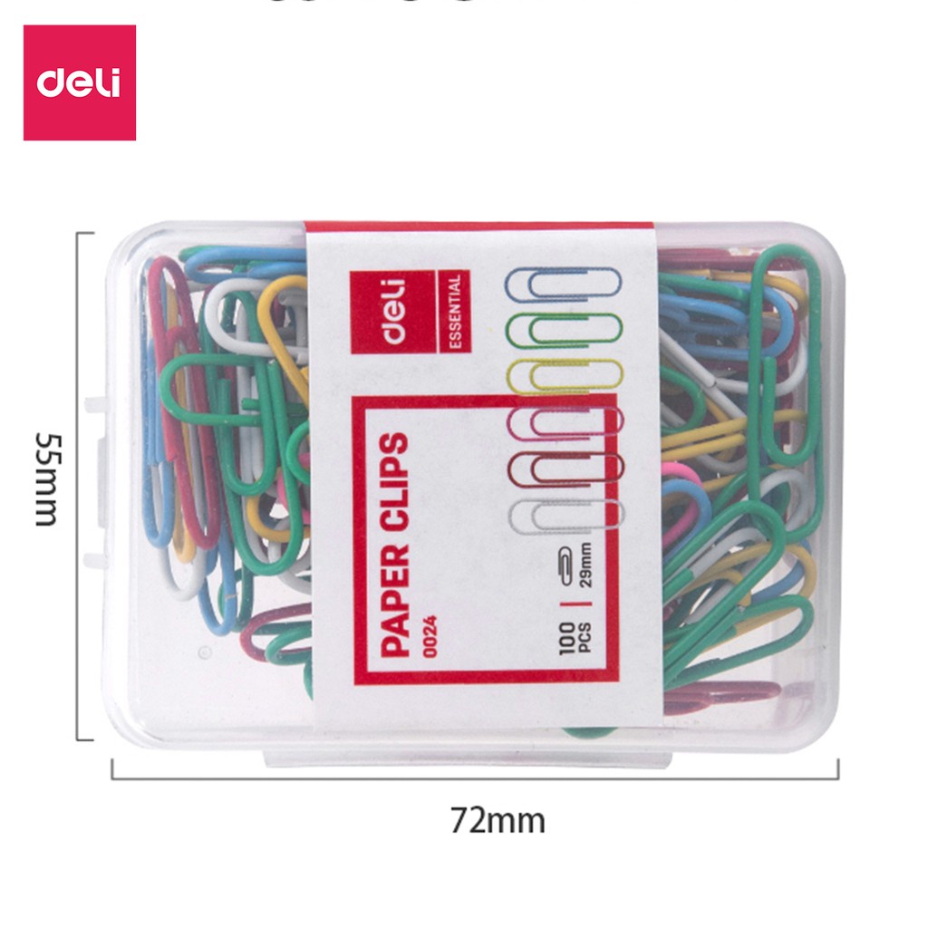 Ghim vòng màu Deli  29mm - 100 cái/hộp, E0024