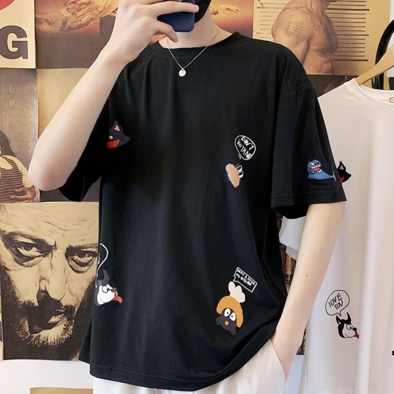 Áo phông nam nữ unisex tay lỡ thun form rộng CHIBI HH teen cổ tròn oversize cotton giá rẻ màu đen trắng tee pull | BigBuy360 - bigbuy360.vn