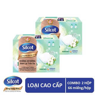 Bộ 2 hộp Bông trang điểm (bông tẩy trang) cao cấp Silcot Premium 66 miếng/hộp