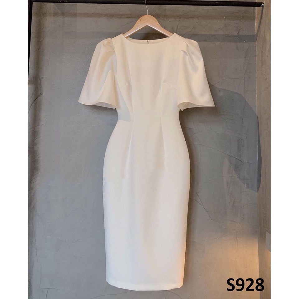 Đầm trắng dự tiệc body tay loe chíp eo sang chảnh