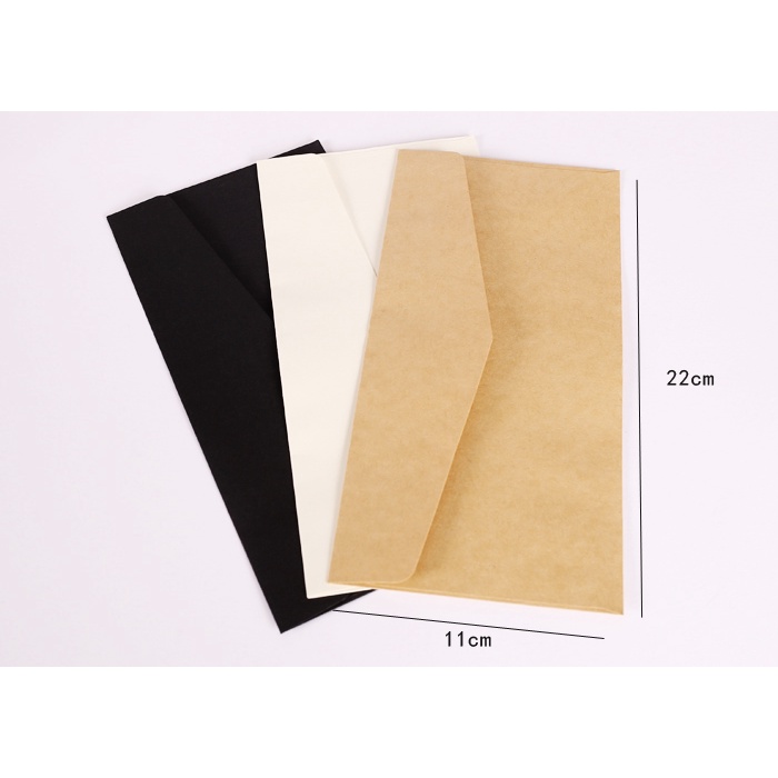 Phong Bì Thư Giấy a4 Hình Tam Giác Bằng Da Bò Màu Đen Phong Cách vintage 22 * 11cm