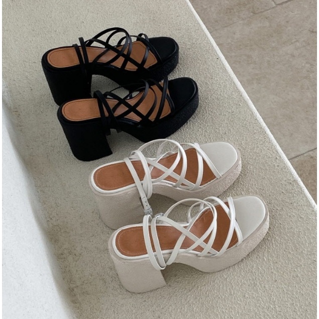 Giày sandal cao gót MURIOKI đế dày hở ngón quai chéo chống thấm nước thời trang mùa hè Hàn Quốc mới 2022 cho nữ