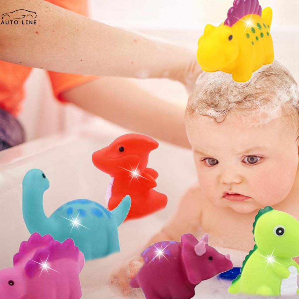 6 Pcs Dinosaur Bath Toys Light Up Floating Dinosaur Baby Bath Toys Set 2 Flashing Mode for ToddlersSHOPCYC3649