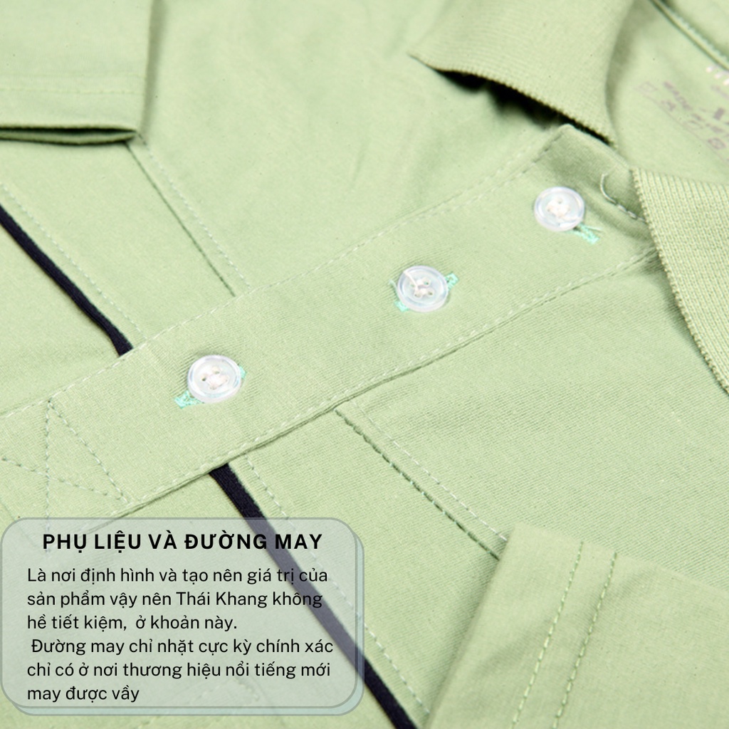 Áo thun nam tay ngắn trung niên THÁI KHANG vải cotton dày mềm mát có cổ có túi Vitin ATHUN32