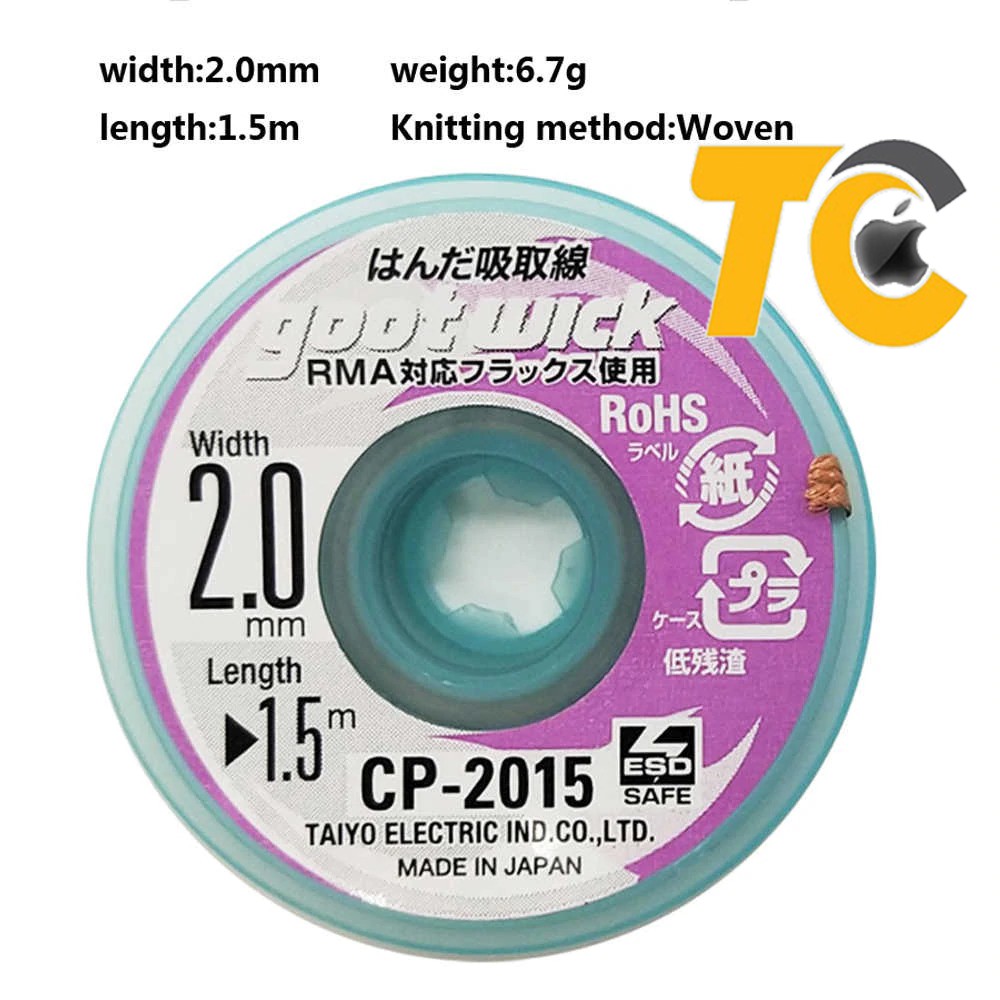 [Bán lẻ 1 cuộn] Dây hút chì, hút thiếc CP-2015 Width 2.0 Goot Wick, made in Japan, bộ đồ nghề sửa chữa điện thoại