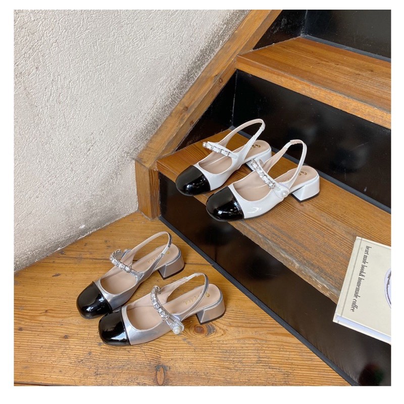 Giày da bóng Vintage quai sau mũi tròn siêu xinh-ORD