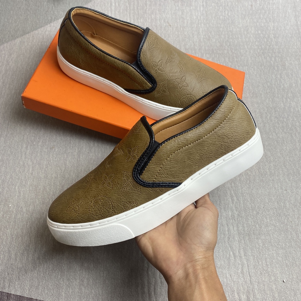 FULLBOX Slipon - Giày Lười Nam lv da bò đế cao su